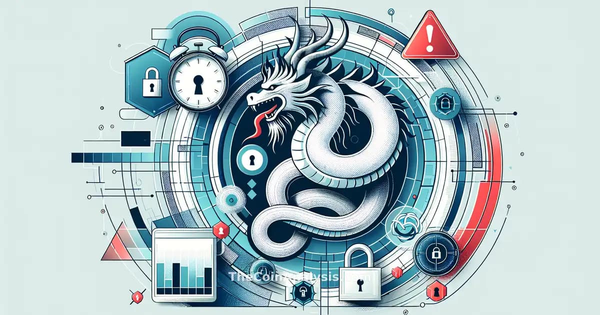 Infographie moderne avec logo Kraken, cadenas numérique, alerte de sécurité et éléments abstraits de blockchain.