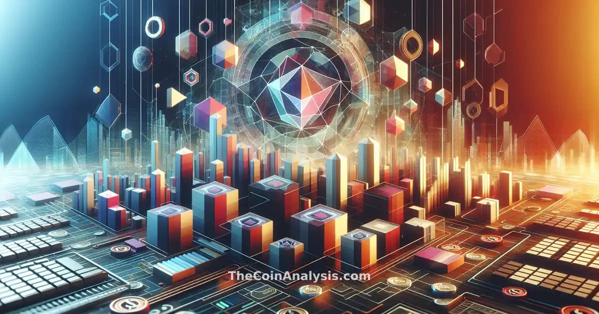 Abstract digital shapes and grids interwoven with padlocks and checkmarks, symbolizing SEC oversight on tokenized stocks