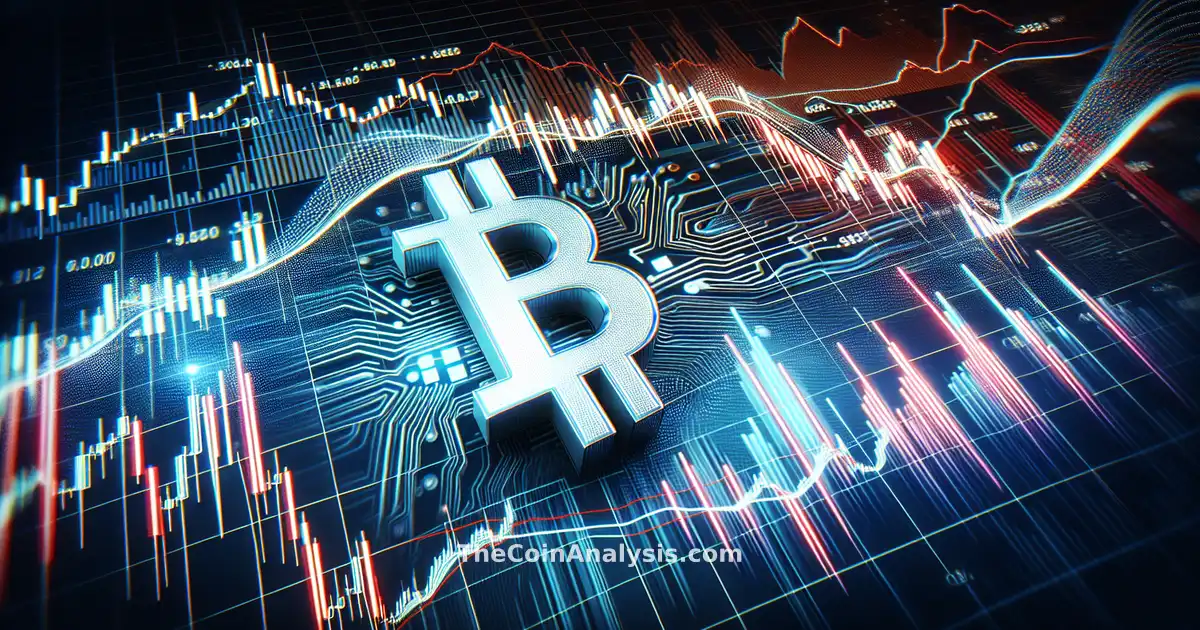 Symbole Bitcoin dynamique sur graphiques pétroliers volatils aux couleurs contrastées, illustrant la résilience.